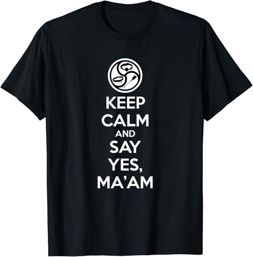 "Keep Calm and Say Yes, Ma'am" BDSM Kink TShirt at Amazon Women’s